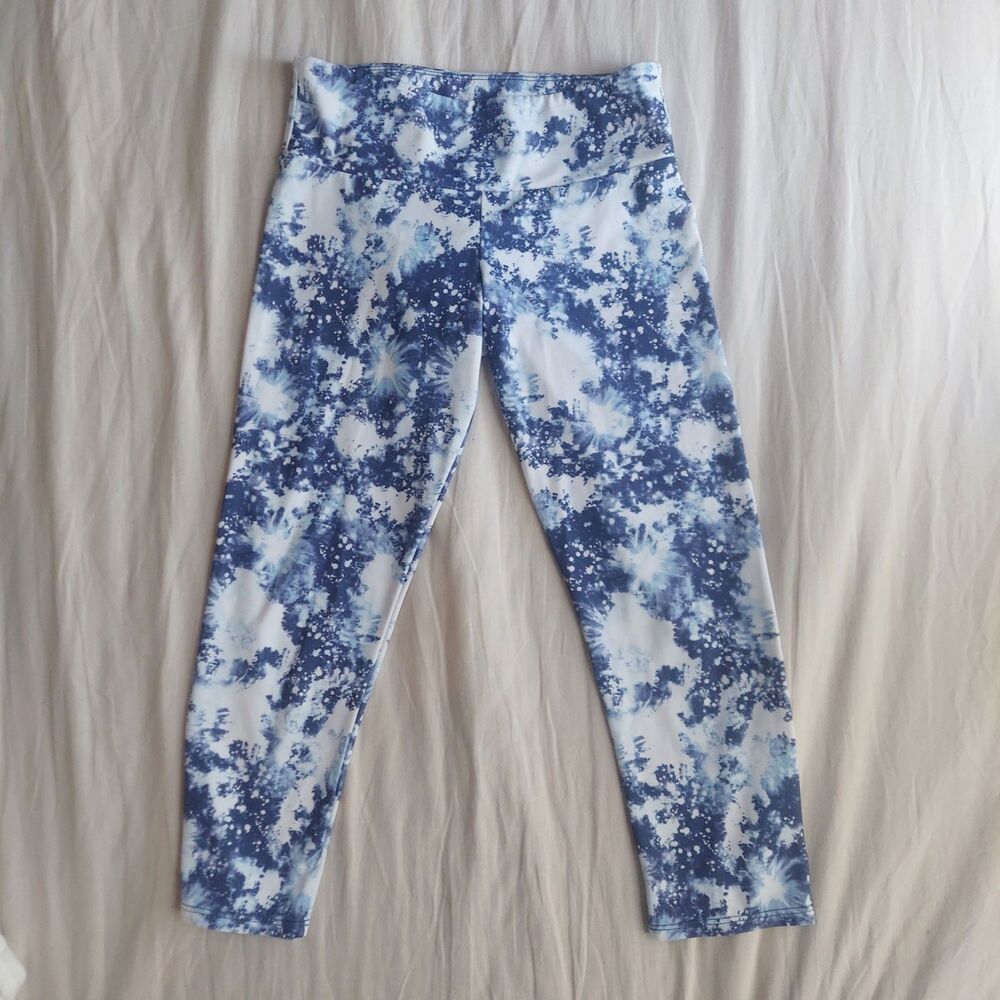 Onzie Legging Blue White Tie Dye Cropped Small/Medium